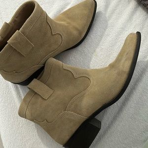 Suede leather zara cowboy boots
